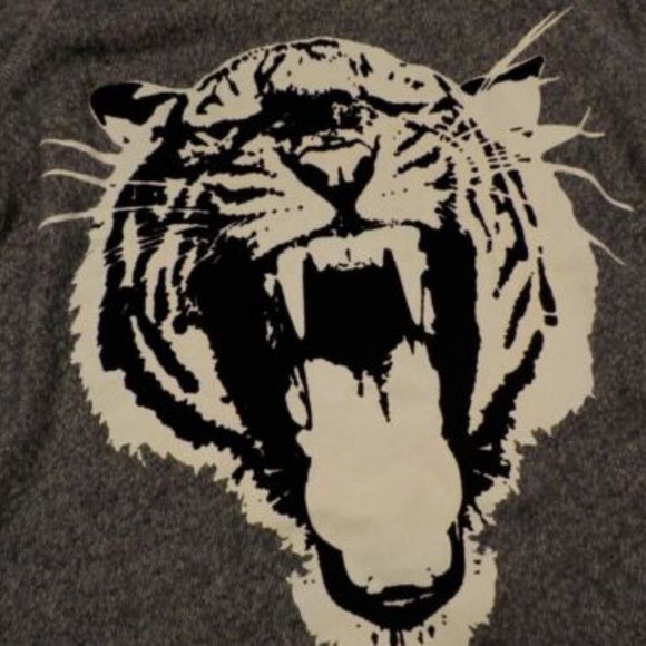 Women's Studded Long Sleeve Top Express Tiger Print Cotton Pullover Sweater XS - Picture 4 of 8